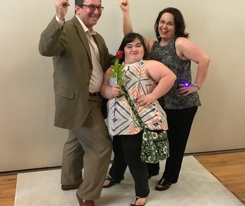 Author Steve Friedman, Michelle Friedman, and Gwendolyn Friedman pose for the camera.