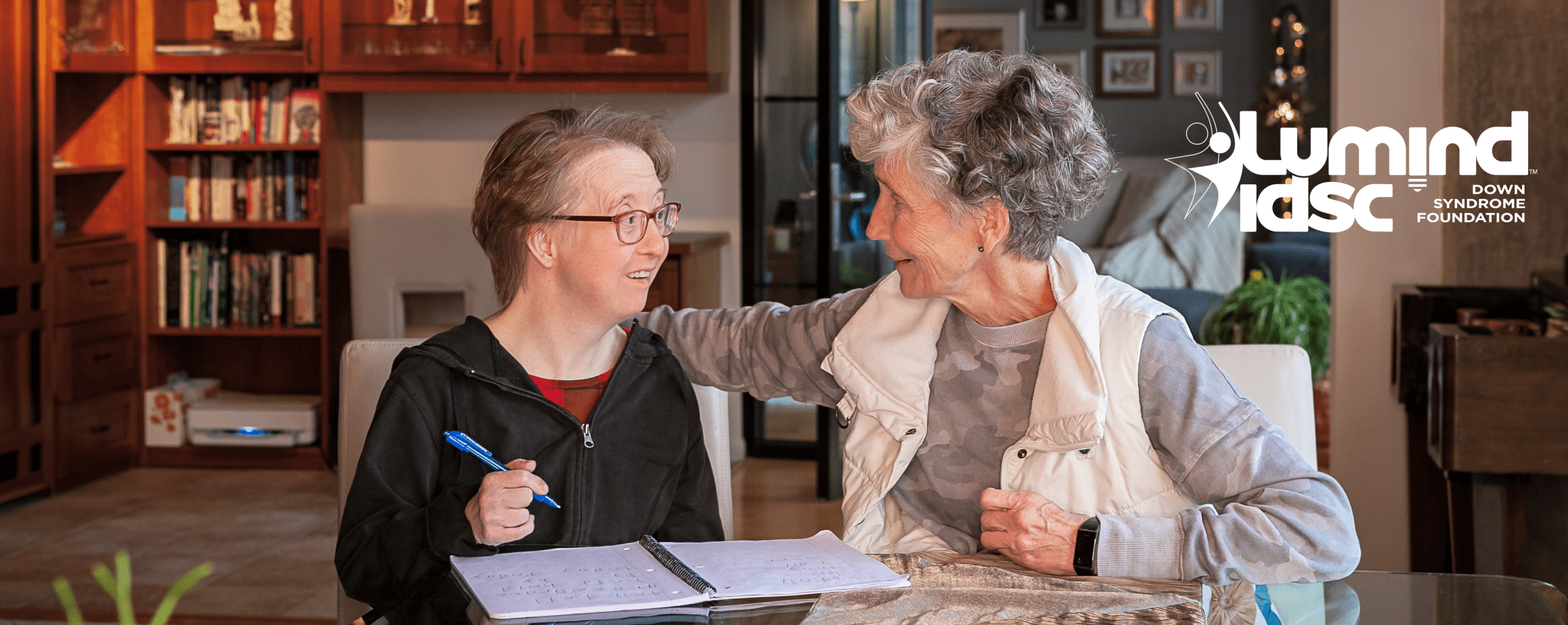 branded adult woman and her mom